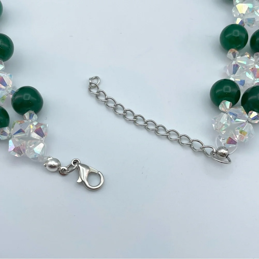 Earth-Mined Gemstone & Swarovski Crystal Necklacewith Glass Murano Glass Pendant
